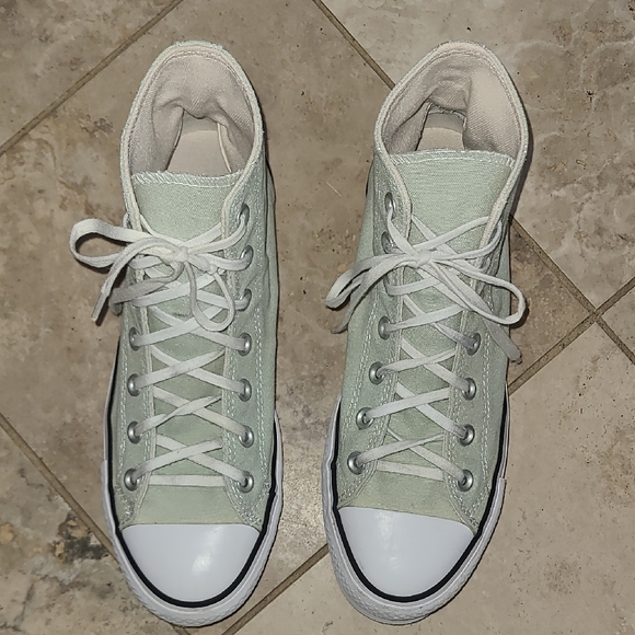 Converse Light Green High-Tops with White Accents - Picture 4 of 12